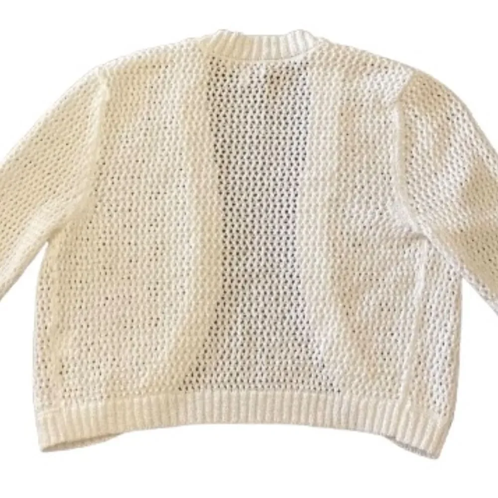 Croft & Barrow Women’s Cardigan Size Medium White Open Front 3/4 Sleeve Knit - Picture 2 of 4